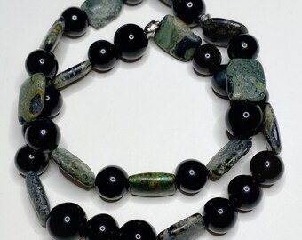 Rhyolite Jasper & Black Onyx Gemstone Bracelets.