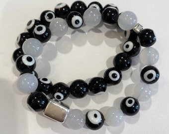 Evil Eye And Agate Gemstone Bracelets