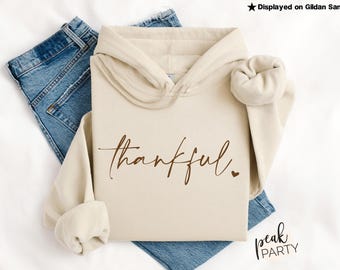 Thankful Sweatshirt, Cute Fall Hoodie, Thanksgiving Womens Crewneck, Trendy Autumn Hoodie For Her, Gift For Fall Lover, Gratitude Sweatshirt
