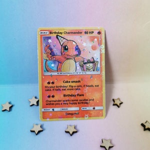 Birthday fire type celebration trading card  - cute gifts for him and her - nerdy gifts - kawaii gifts - TCG