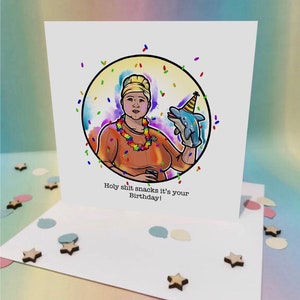 pam and dolphin puppet birthday card - quirky greetings cards - birthday gifts  - TV lovers