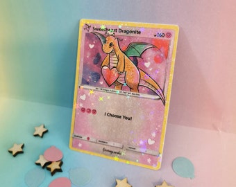 Anniversary "I choose you" dragon trading card  - cute gifts for him and her - nerdy gifts - couples gifts - love you card