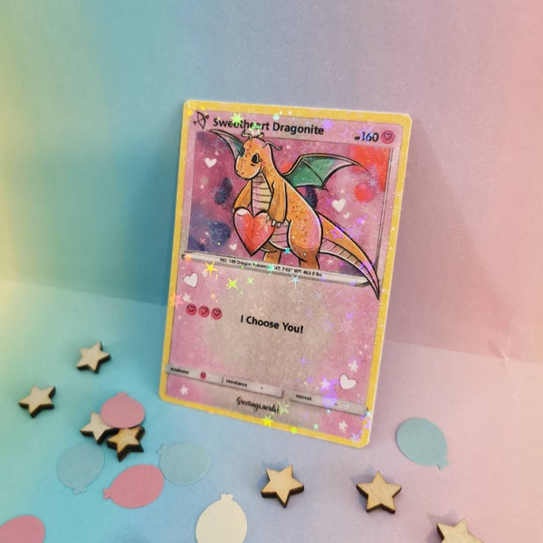 Anniversary "I choose you" dragon trading card  - cute gifts for him and her - nerdy gifts - couples gifts - love you card