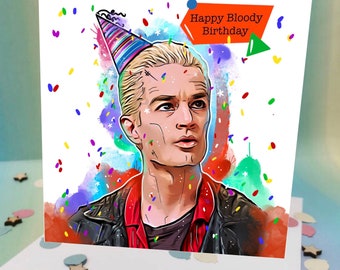 BTVS spike "happy bloody birthday" card - TV nerds - quirky gifts - pop cult shows - BTVS