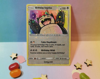 Birthday snack monster holographic celebration trading card  - cute gifts for him and her - nerdy gifts - quirky presents