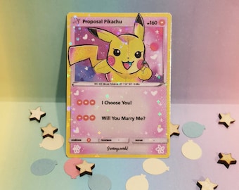 Proposal pika will you marry me trading card - cute anniversary gifts - engagement - marriage proposal ideas