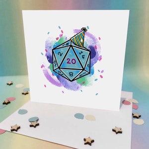 Dungeons and dragons d20 birthday card - board game gifts - nerdy gifts  - Tabletop gaming  - d&d