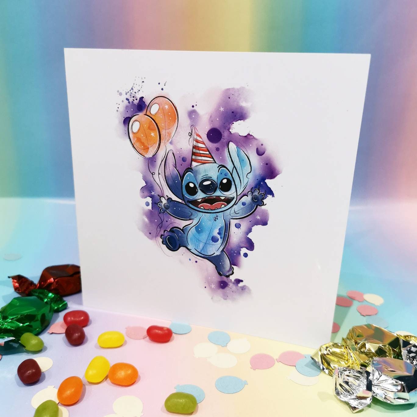 Stitch Birthday Card Celebration Card Greetings Card Girls Etsy