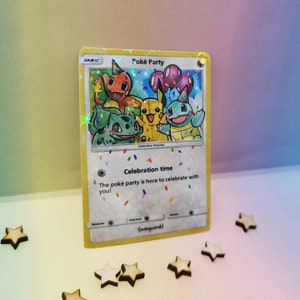 Poke party celebration trading card  - cute gifts for him and her - nerdy gifts - kawaii gifts - TCG
