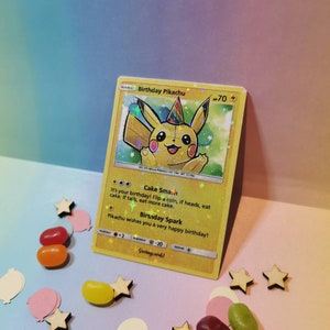 Birthday pika celebration trading card  - cute gifts for him and her - nerdy gifts - kawaii gifts - TCG