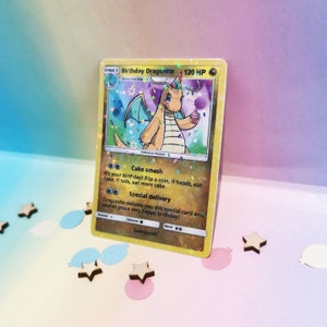 Birthday dragon celebration trading card  - cute gifts for him and her - nerdy gifts - kawaii gifts - TCG