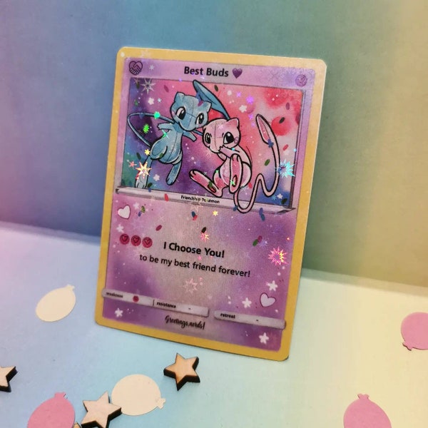 Best friend mew trading card  - cute gifts for him and her - nerdy gifts - best buds gifts - friendship card