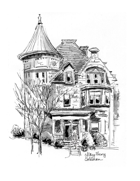 Victorian House Drawing Sketch