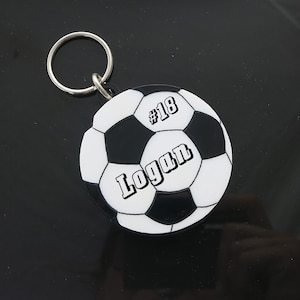 Personalized Soccer Ball Key Chain, Engraved with Name and Number