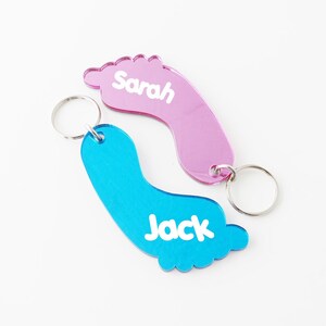 Personalized Baby Footprint Key Chain, Engraved with Name