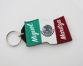 Custom Mexico Flag Nylon Keychain, Personalized Mexican...