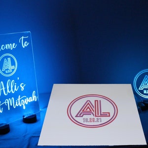 Custom Made Bar/Bat Mitzvah Mirrored Acrylic Sign In Board - Create Your Own Logo - Sweet 16 Party Sign In Board