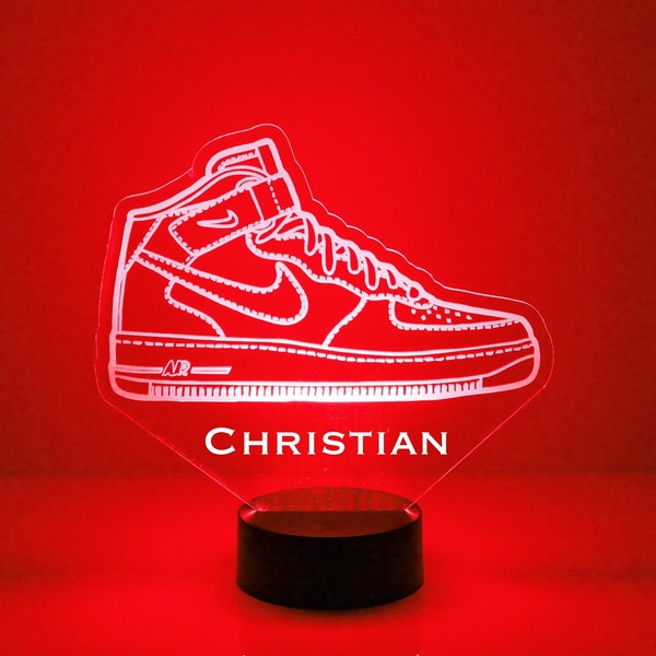 Sneaker Head Night Light, Personalized Free, LED Night Lamp, With Remote Control, Engraved Gift, 16 Color Change