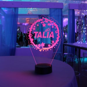 Custom Made LED Acrylic Light Up Centerpieces - Create Your Own Logo or Design - Sweet 16, Birthday, Bar/Bat Mitzvah, Weddings, Graduation