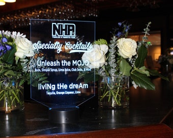 Light Up Menu's, Bar Sign's, Table Number's - Sweet 16, Birthday, Bar/Bat Mitzvah, Weddings, Graduation, Corporate Events