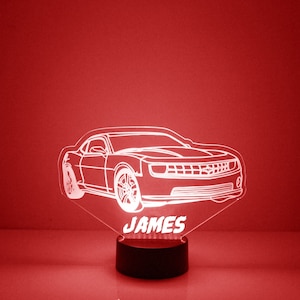 Sports Car Night Light, Personalized Free, LED Night Lamp, With Remote Control, Engraved Gift, 16 Color Change, Light Up Racing, Sports Car