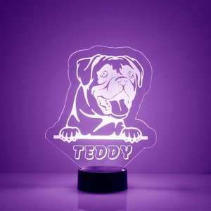 French Bulldog, Dog Night Light, Personalized Free, LED Night Lamp, With Remote Control, Engraved Gift, 16 Color Change, French Bulldog