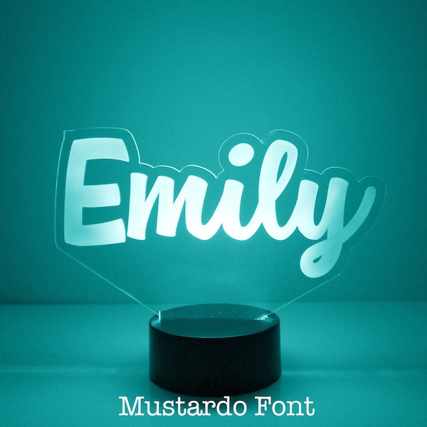 Lampada da notte a LED con nome, personalizzata, per bambini e adolescenti, con telecomando, 16 colori cangianti. Comodini, dimensioni extra large, regalo divertente.