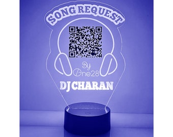 QR Code, DJ Board Light Up Sign, Song Request, Personalized Free, LED Night Lamp, With Remote Control, Engraved Gift, 16 Color Change