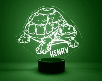 Schildkröten-Nachtlicht, personalisiert frei, LED-Nachtlampe, mit Fernbedienung, graviertes Geschenk, 16 Farbwechsel