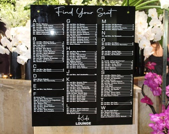 Custom Made Acrylic Seating Chart, Wedding Seating Chart, Find Your Seat Sign, Any Party, Event or Special Occasion