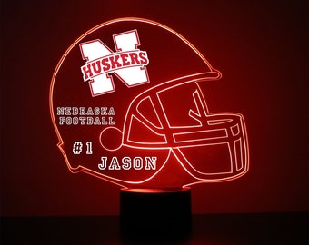 Nebraska Cornhuskers, Personalized Sports Fan Lamp, College Football,Free Engraving, Nebraska Fan Gift,16 Color Remote Control, CLC Licensed