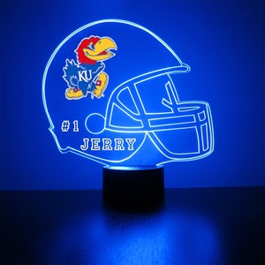 Kansas Jayhawks, Personalized Sports Fan Lamp, College Football, Free Engraving, Jayhawks Fan Gift, 16 Color Remote Control, CLC Licensed