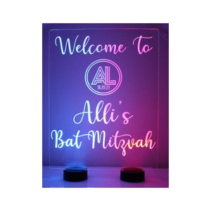 Custom Made LED Acrylic Light Up Centerpieces - Create Your Own Logo or Design - Sweet 16, Birthday, Bar/Bat Mitzvah, Weddings, Graduation