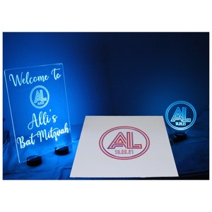 Custom Made Bar/Bat Mitzvah Mirrored Acrylic Sign In Board - Create Your Own Logo - Sweet 16 Party Sign In Board