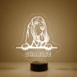 Basset Hound, Dog Night Light, Personalized Free, LED Night Lamp, With Remote Control, Engraved Gift, 16 Color Change, Basset Hound Gift