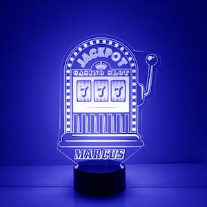 Slot Machine Vegas  Night Light, Personalized Free, LED Night Lamp, With Remote Control, Engraved Gift, 16 Color Change