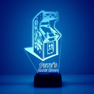 Classic Arcade Game Night Light, Personalized Free, LED Night Lamp, With Remote Control, Engraved Gift, 16 Color Change, Video Game Light Up