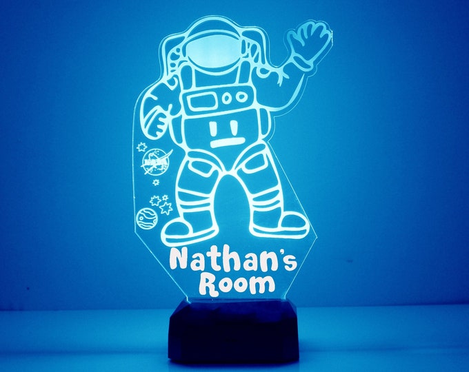 Astronaut, Space Theme Night Light, Personalized Free,LED Night Lamp, With Remote Control,Engraved Gift, 16 Color Change, Light Up Astronaut