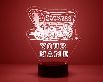 Oklahoma Sooners, Personalized Sports Fan Lamp, College Football, Engraved, Fan Gift,  OFFICIALLY LICENSED Collegiate Product