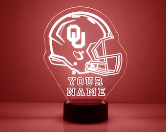 Oklahoma Sooners, Personalized Sports Fan Lamp, College Football, Engraved, Fan Gift, OFFICIALLY LICENSED Collegiate Product