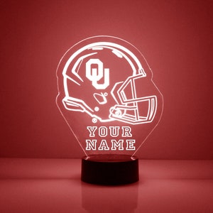 Oklahoma Sooners, Personalized Sports Fan Lamp, College Football, Free Engraving, Fan Gift,16 Color Remote Control, CLC Licensed,OU Fan Gift