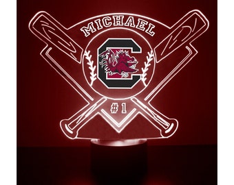 South Carolina Gamecocks, Personalized Sports Fan Lamp, College Baseball, Engraved, Fan Gift, OFFICIALLY LICENSED Collegiate Product