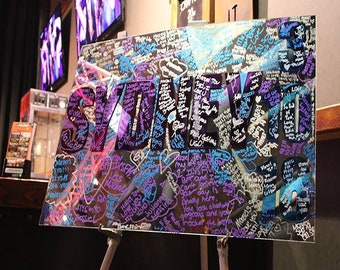 Custom Made Bar/Bat Mitzvah/ Wedding/ Party Mirrored Acrylic Sign In Board - Create Your Own Logo - Sweet 16 Party Sign In Board