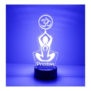 Yoga Night Light, Personalized Free, LED Night Lamp, With Remote Control, Engraved Gift, 16 Color Change