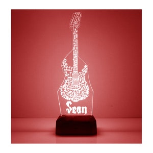 Electric Guitar Night Light, Personalized Free, LED Night Lamp, With Remote Control, Engraved Gift, 16 Color Change, Musicians Gift Engraved