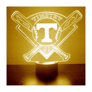 Tennessee Volunteers, Personalized Sports Fan Lamp, College Baseball, Free Engraving, Vol&#39;s Fan Gift,16 Color Remote Control, CLC Licensed