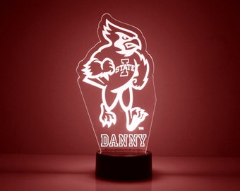 Iowa State Cyclones, Personalized Sports Fan Lamp, College Football, Free Engraving, Cyclones Fan Gift,16 Color Remote Control, CLC Licensed