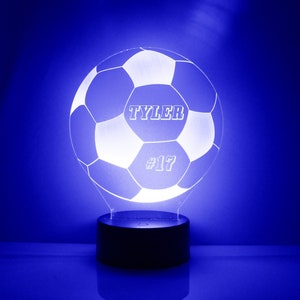 Soccer Ball Night Light, Personalized Free, LED Night Lamp, With Remote Control, Engraved Gift, 16 Color Change, image 1