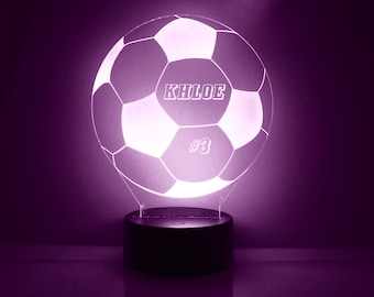 Veilleuse Enfant Football 3D En Acrylique Lampe De Chevet LED à 16 Couleurs Avec Télécommande Décoration Chambre Pour 7.8.9.10-12 AnsLampe Ballon De Football - Décoration