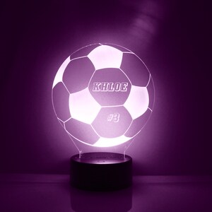 Soccer Ball Night Light, Personalized Free, LED Night Lamp, With Remote Control, Engraved Gift, 16 Color Change, image 4